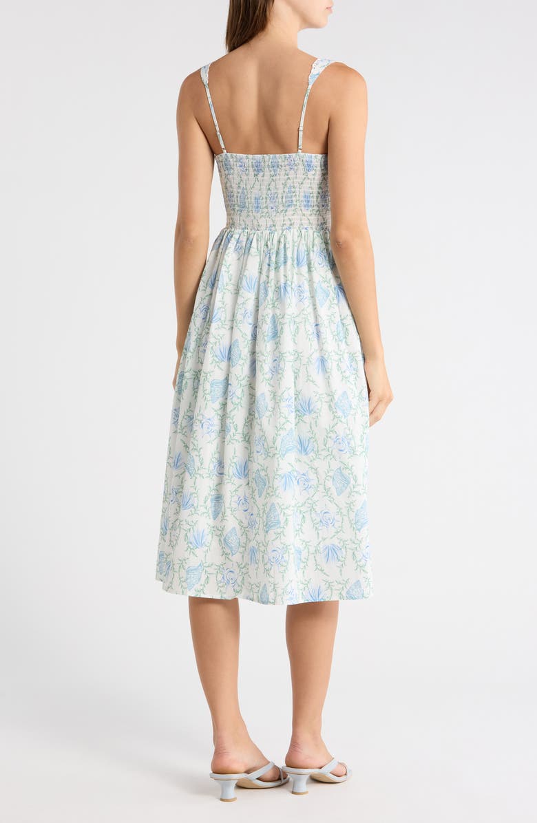 Lush Floral Corset Fit & Flare Midi Dress, Alternate, color, Blue White