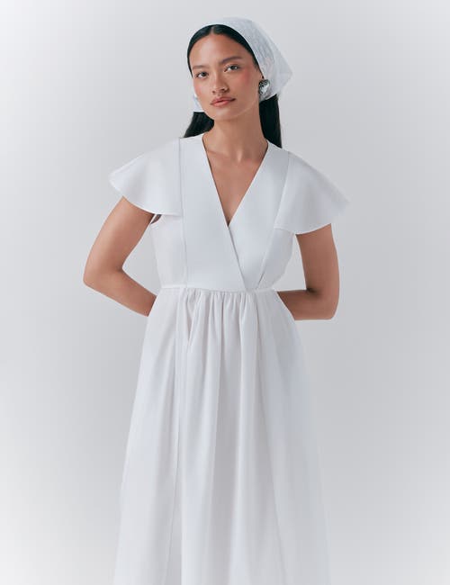 Ghost London Eloise V-neck Cotton Midi Dress In White