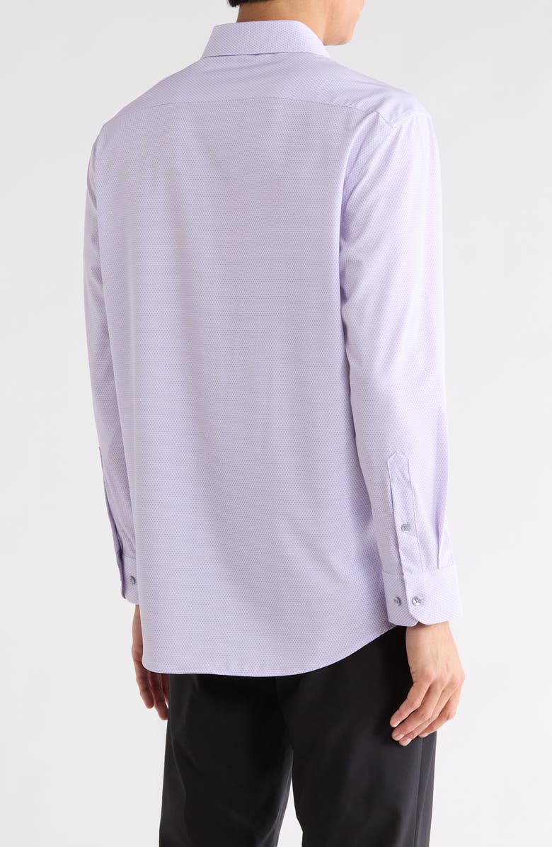 Perry Ellis Slim Fit Geometric Print Performance Tech Dress Shirt, Alternate, color, Lilac
