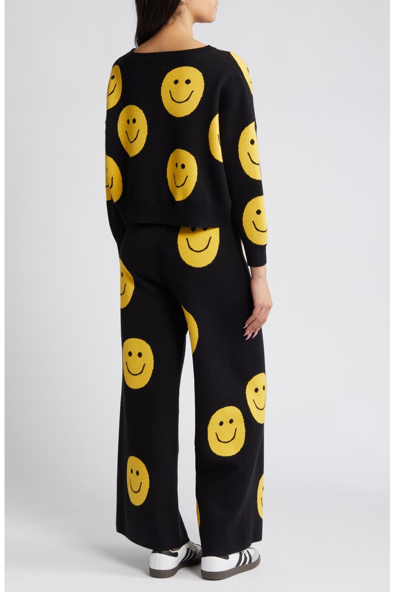 Smiley Sweater & Pants Set, Alternate, color, BLACK