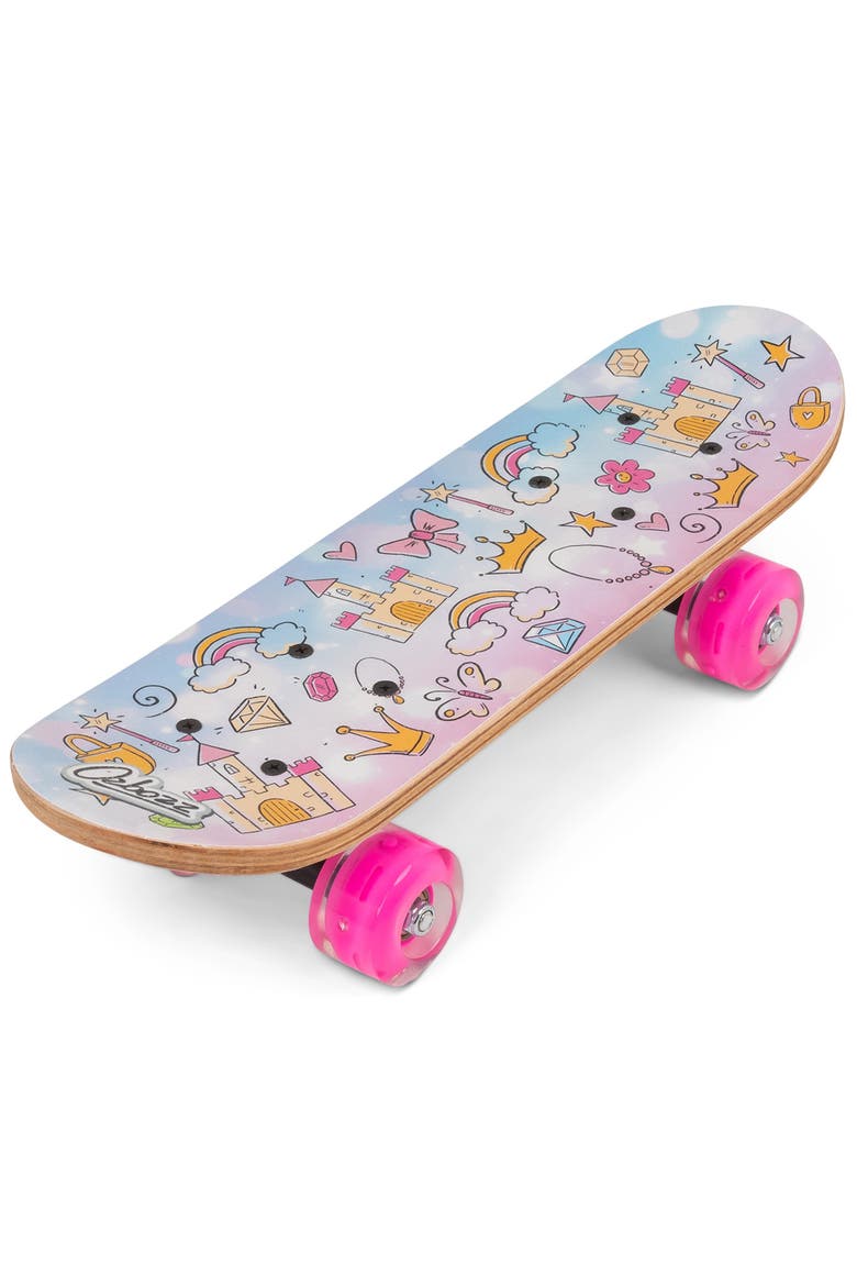 17 Inches Princess Skateboard Flashing Wheels, Antislip Grip, Wooden Deck, Alternate, color, Multicolored