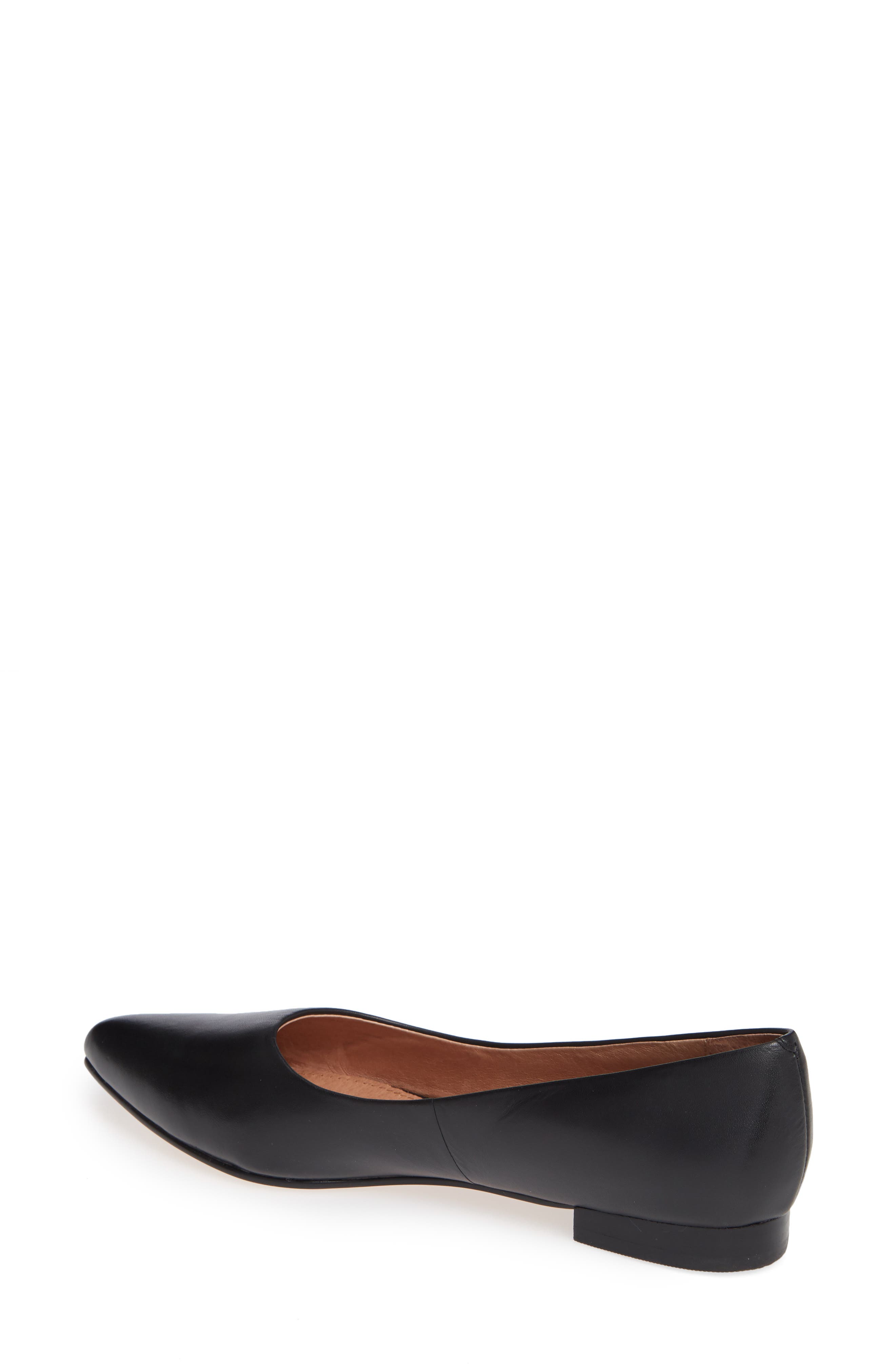 Luna Pointy Toe Flat, Alternate, color, BLACK LEATHER
