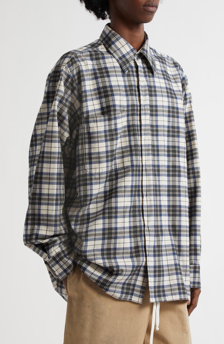 MM6 Maison Margiela Reversible Plaid Button-Up Shirt, Alternate, color, Black/ White