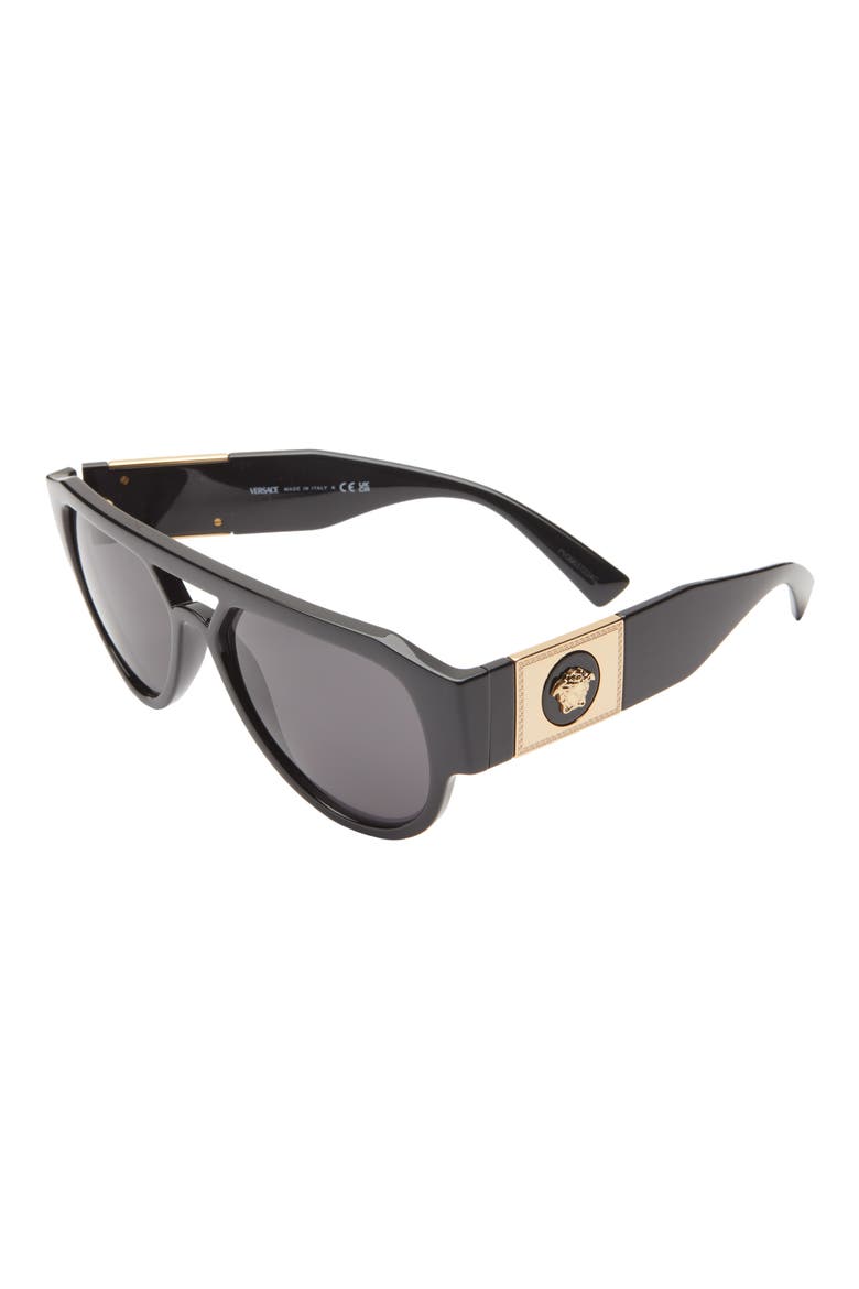 57mm Pilot Sunglasses, Alternate, color, BLACK