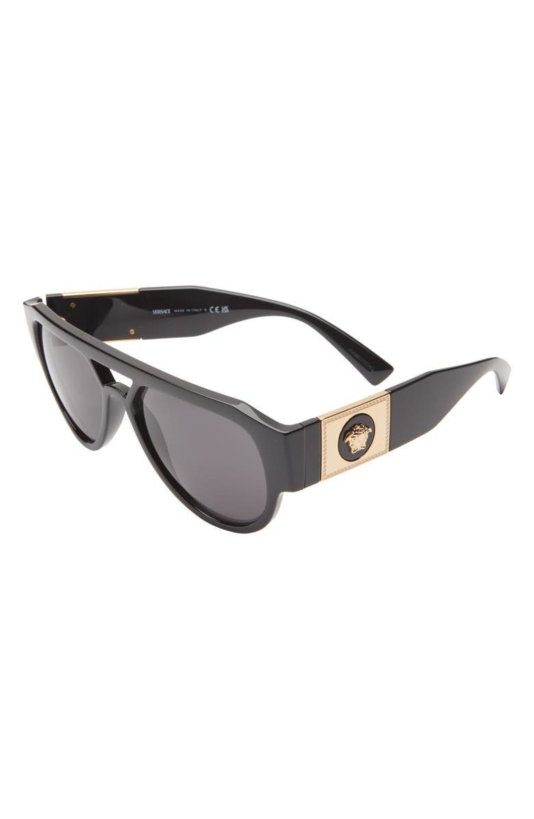 Versace 57mm Pilot Sunglasses, Alternate, color, Black