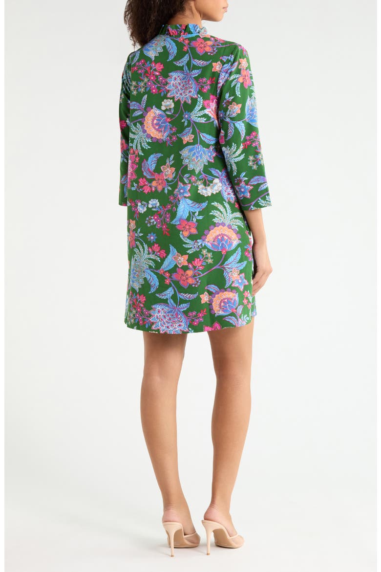 Elara Floral Ruelle Ruffle Neck Minidress, Alternate, color, EMERALD-MULTI