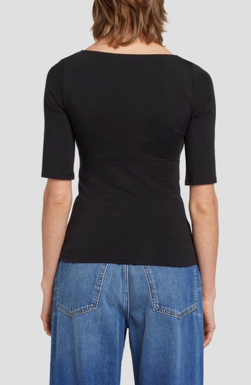 7 For All Mankind Double Layer Scoop Neck Top In Black