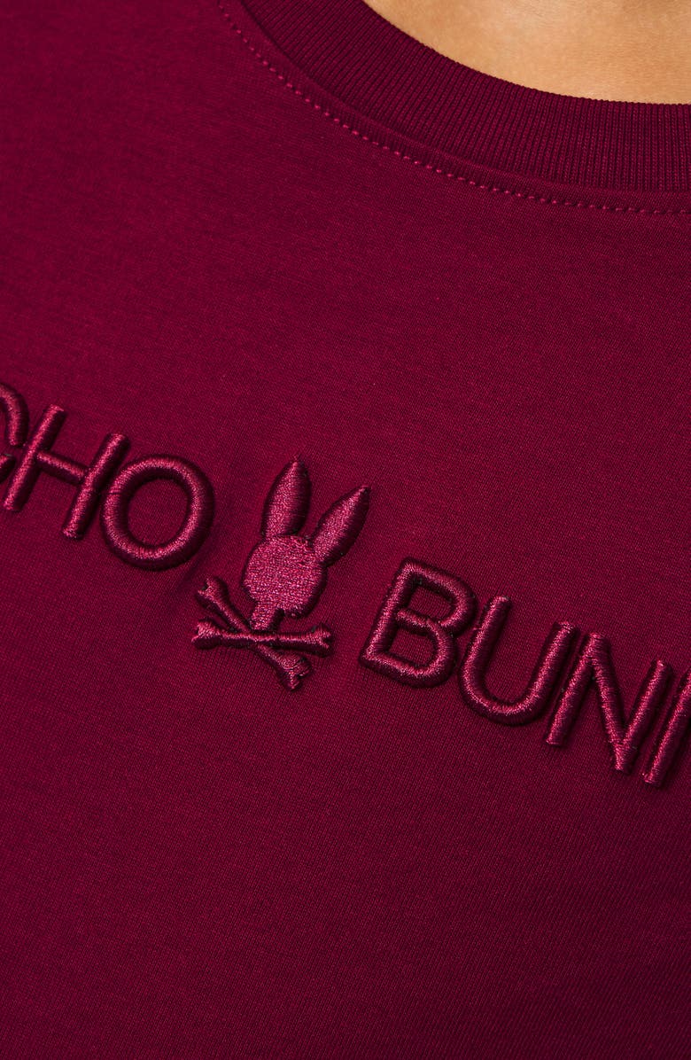 Psycho Bunny Kids' Lakewood Embroidered Long Sleeve Pima Cotton T-Shirt, Alternate, color, Crimson