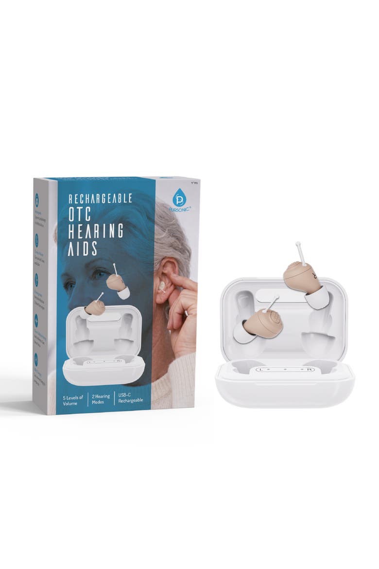 OTC Hearing Aids for Mild to Moderate Hearing Loss - USB Rechargeable with 5 Volume Levels & 2 Hearing Modes, Alternate, color, White