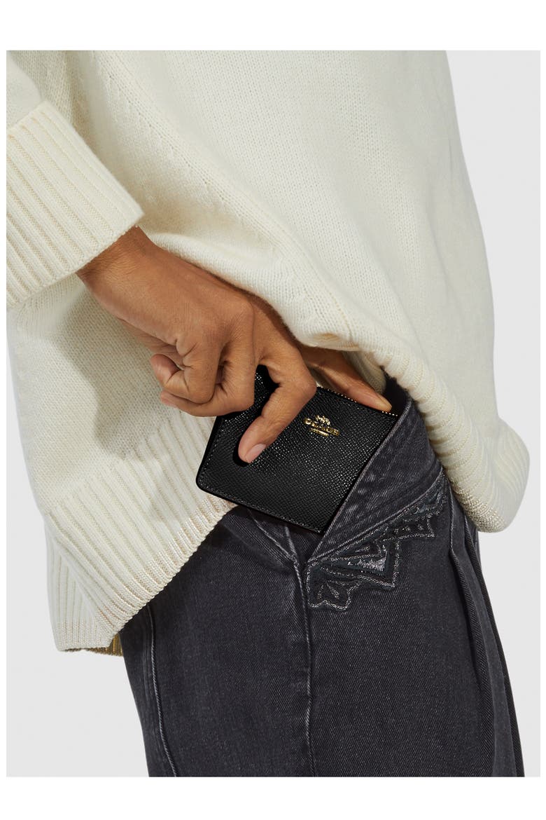 Mini ID Skinny Leather Card Case, Alternate, color, BLACK
