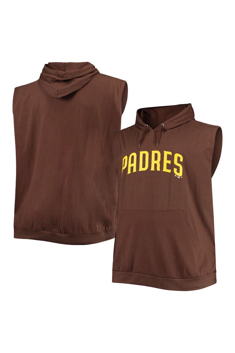 Men's Brown San Diego Padres Jersey Muscle Sleeveless Pullover Hoodie, Main, color, Brown