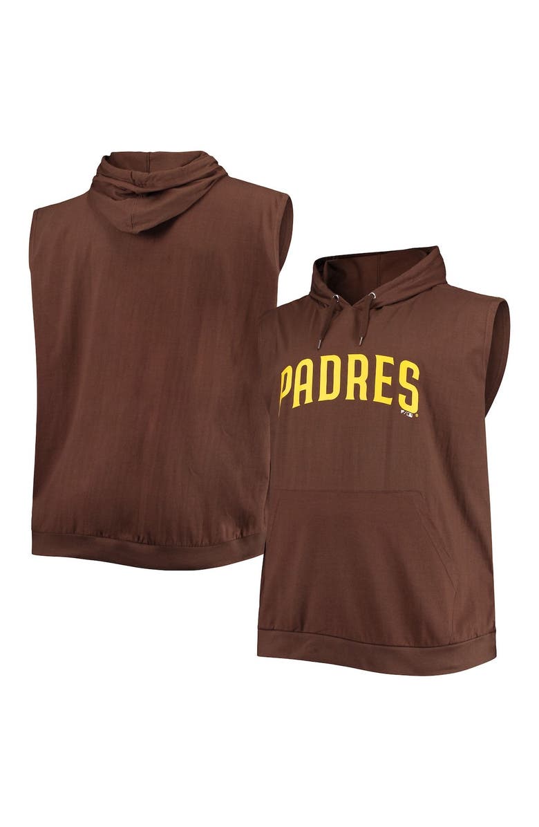 PROFILE Men's Brown San Diego Padres Jersey Muscle Sleeveless Pullover Hoodie, Main, color, 