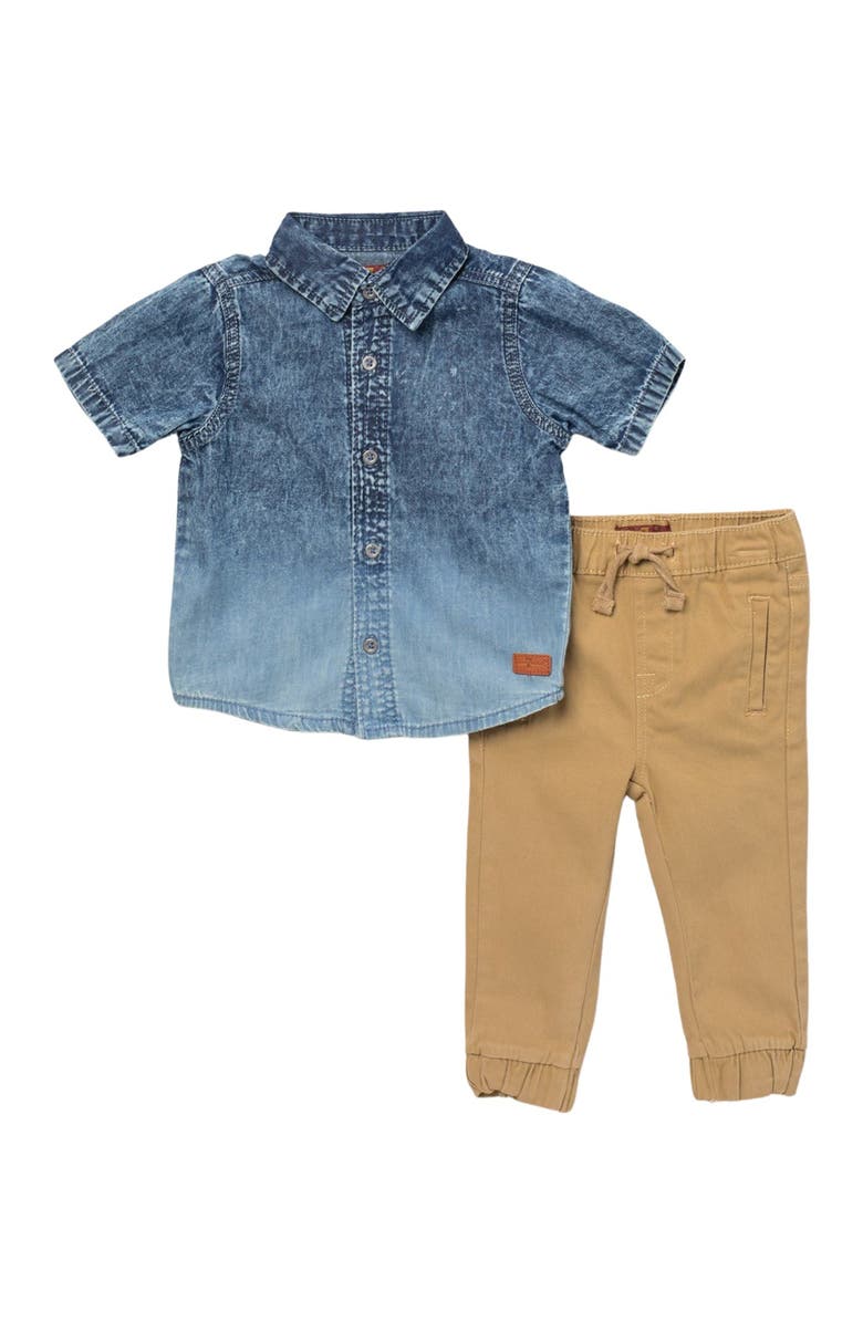 7 For All Mankind Denim Shirt & Twill Jogger Set, Main, color,