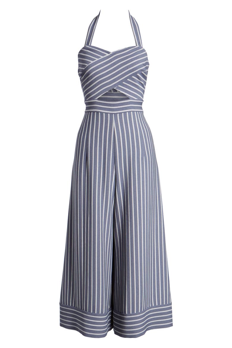 Stripe Convertible Halter Jumpsuit, Alternate, color, GREY GRIS ASHLEY STRIPE
