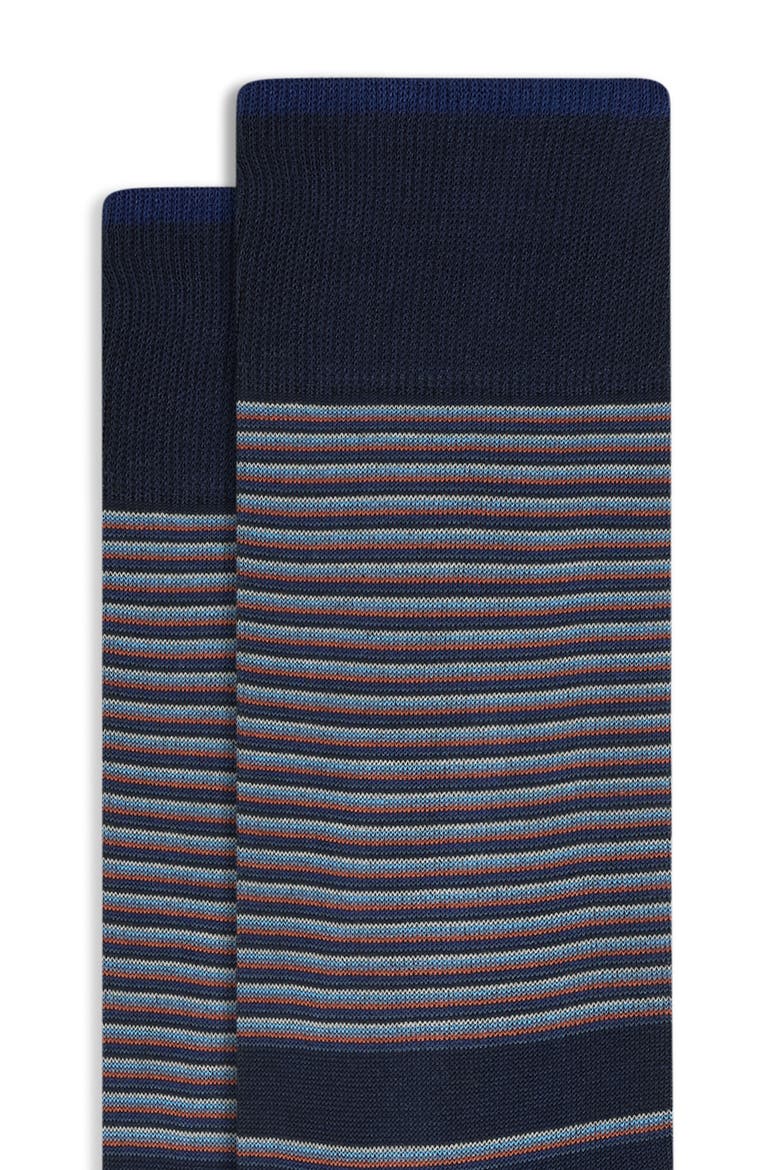 Stripe Cotton Blend Dress Socks, Alternate, color, NAVY