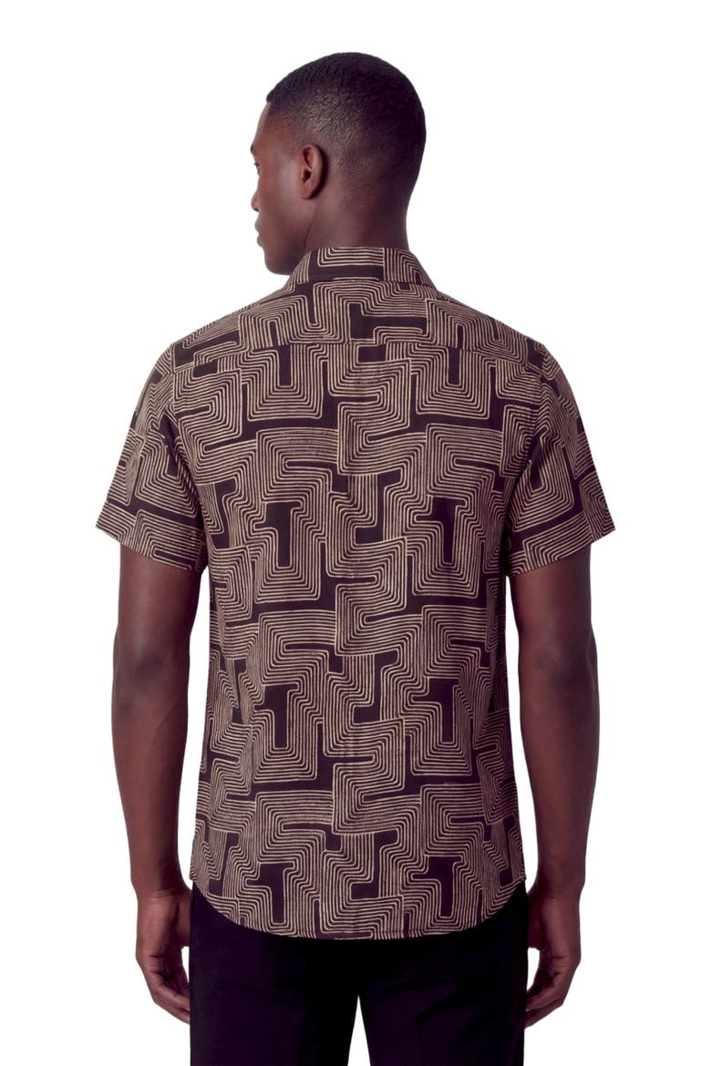 Inter Twine Mens Linen Button-up Shirt, Alternate, color, INTER TWINE BLACK