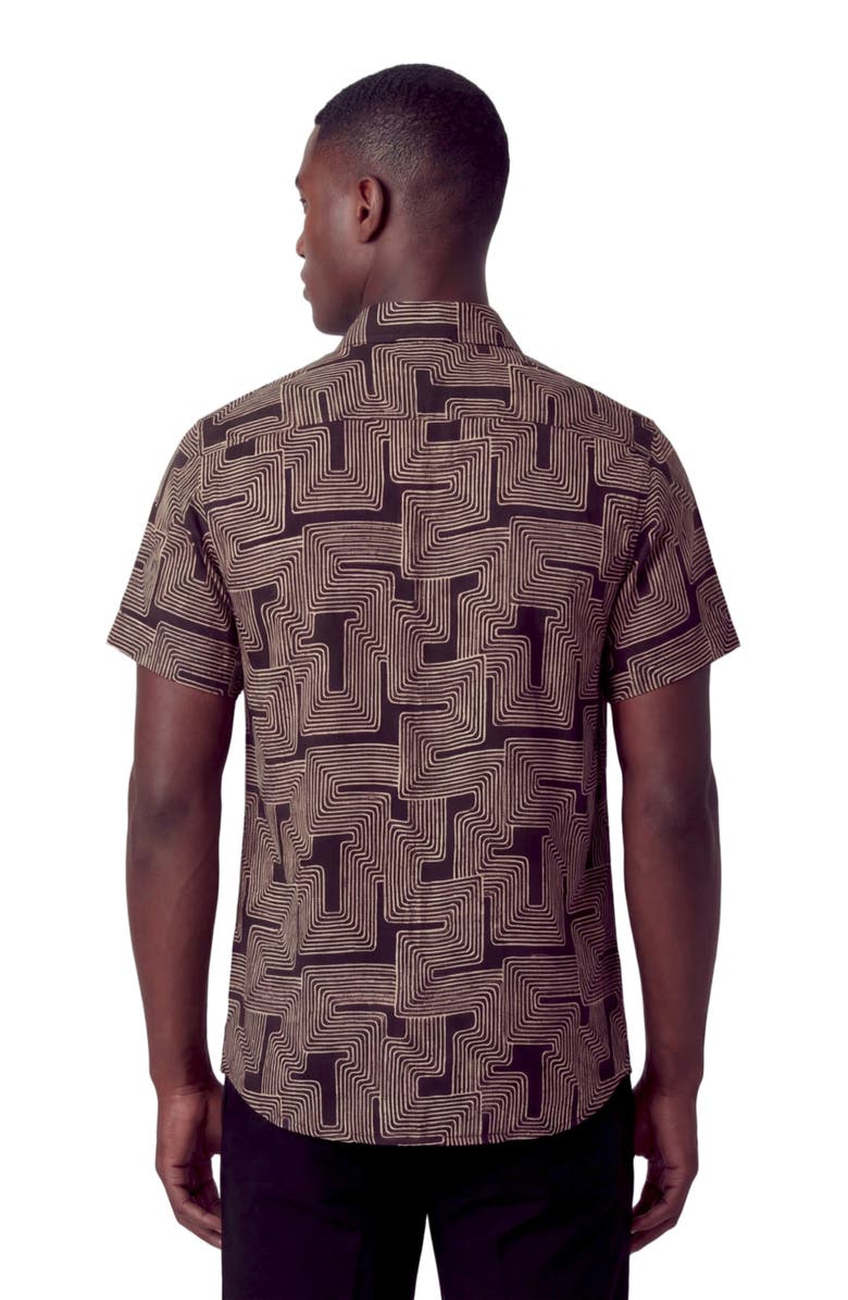 Lords of Harlech Inter Twine Mens Linen Button-up Shirt, Alternate, color, Inter Twine Black
