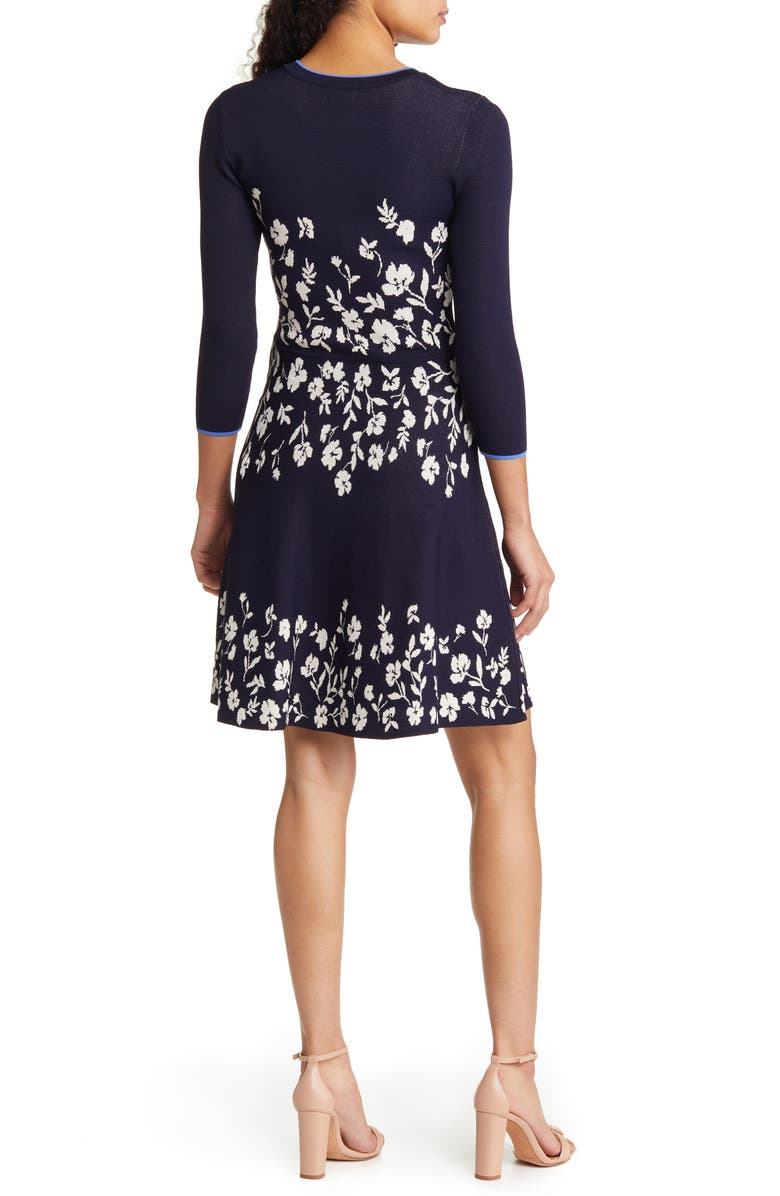 Vince Camuto Floral Jacquard Fit & Flare Dress, Alternate, color, 