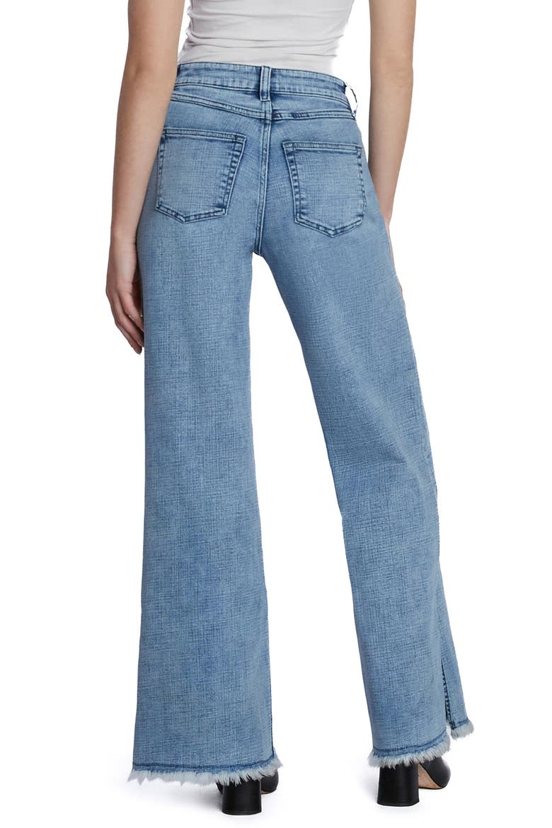 Frayed Split Hem Mid Rise Wide Leg Jeans, Alternate, color, SPLIT BLUE