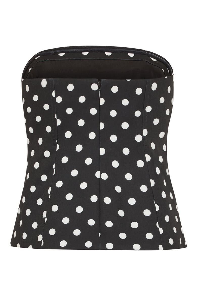 Aiden Polka Dot Strapless Top, Alternate, color, BLACK/ WHITE