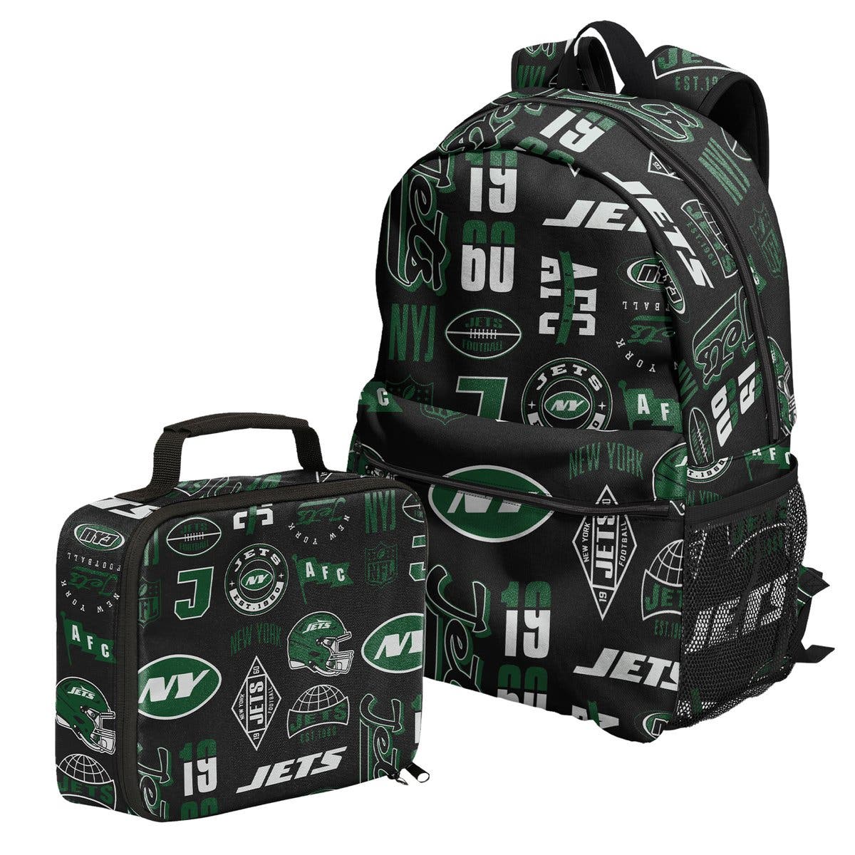 New York Jets Backpack and Lunchbox Set, Main, color, Black