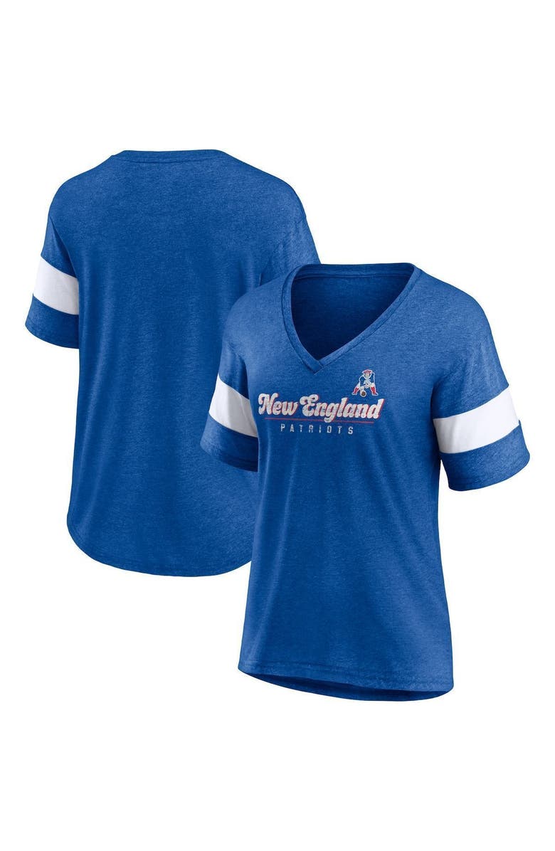 FANATICS Women's Fanatics Branded Heathered Royal New England Patriots Give It All Half-Sleeve V-Neck T-Shirt, Main, color, 