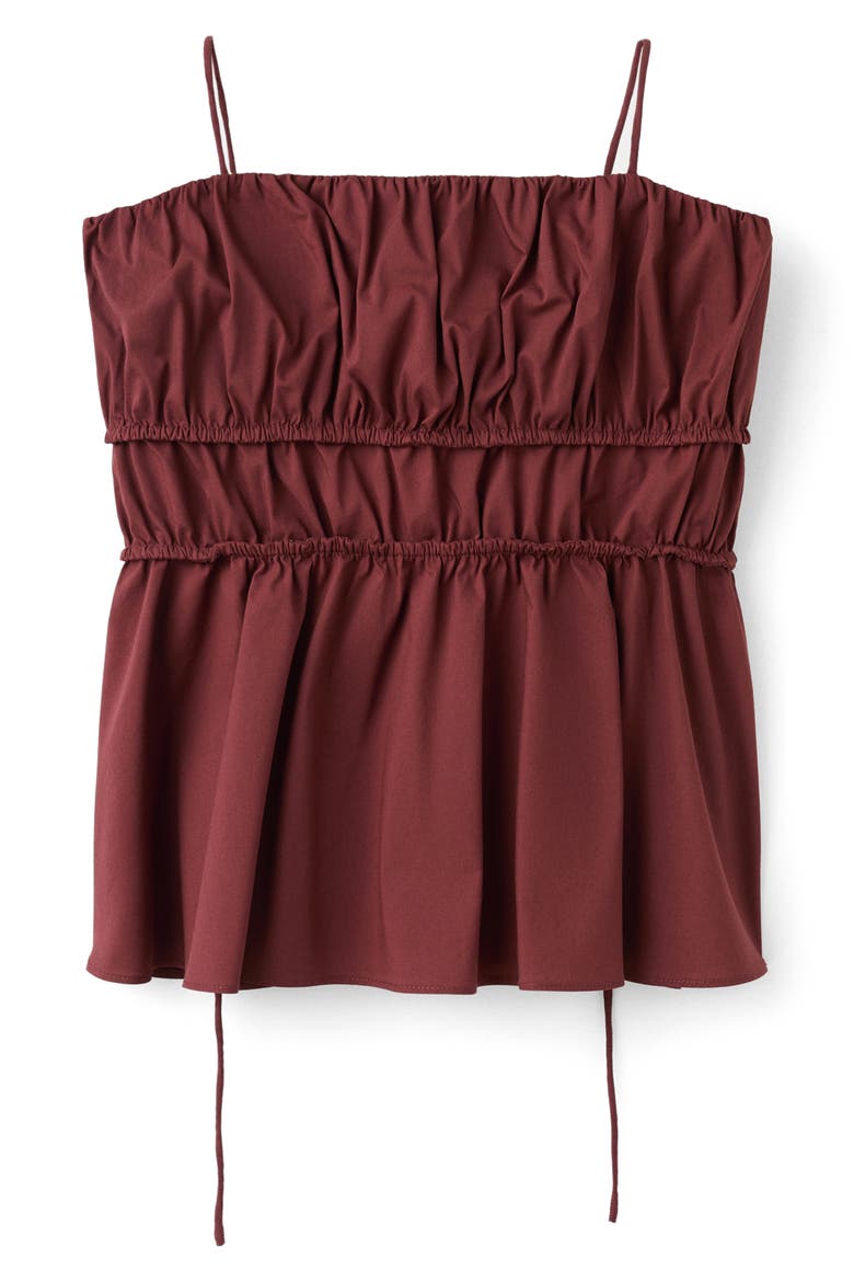 Shirred Stretch Cotton Camisole, Main, color, BURNT ORANGE