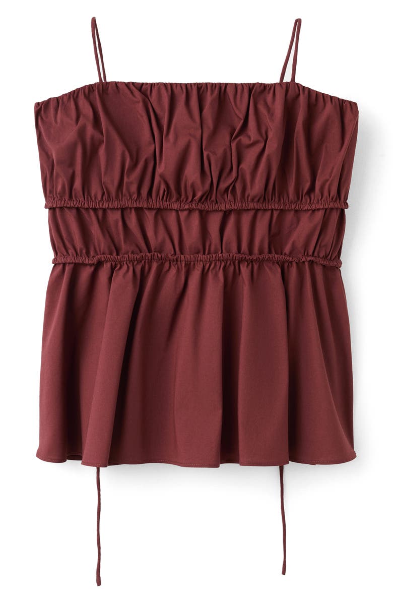 MANGO Shirred Stretch Cotton Camisole, Main, color, Burnt Orange