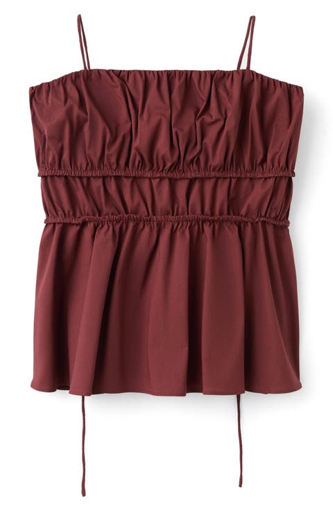 Shirred Stretch Cotton Camisole