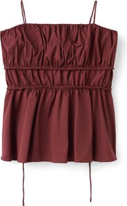 MANGO Shirred Stretch Cotton Camisole
