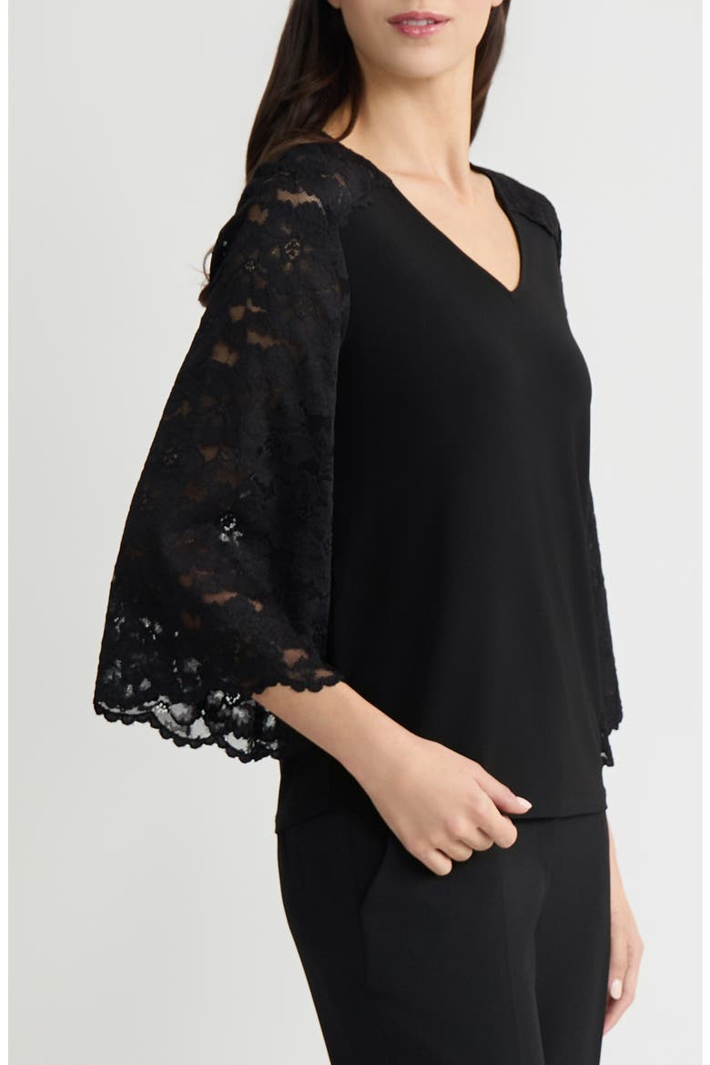 Lace Sleeve Top, Alternate, color, BLACK