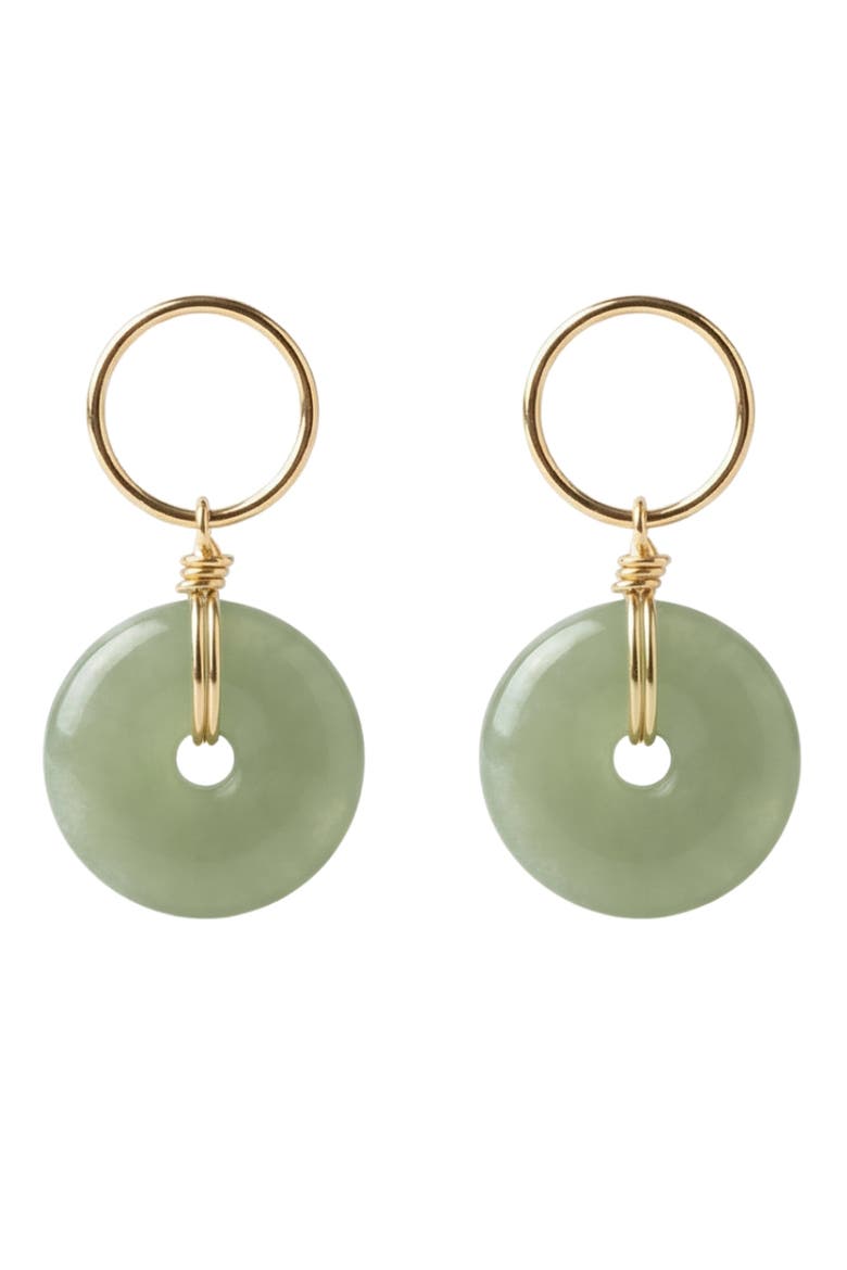 Coin Green jade hollow earrings, Main, color, Light green