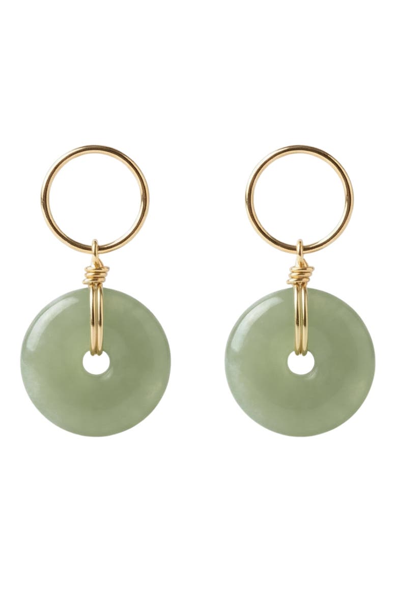 seree Coin Green jade hollow earrings, Main, color, Light Green