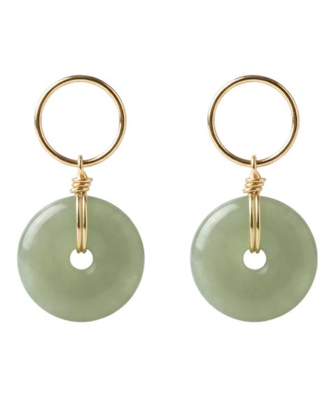 Coin Green jade hollow earrings