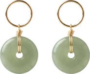 seree Coin Green jade hollow earrings