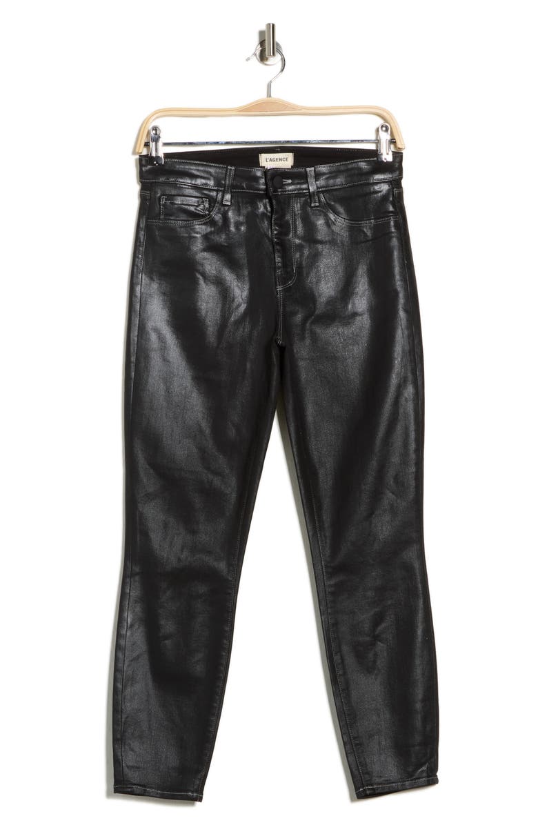 L'AGENCE Margot Coated Crop Jeans, Alternate, color, Noir/ Natural Con Coat