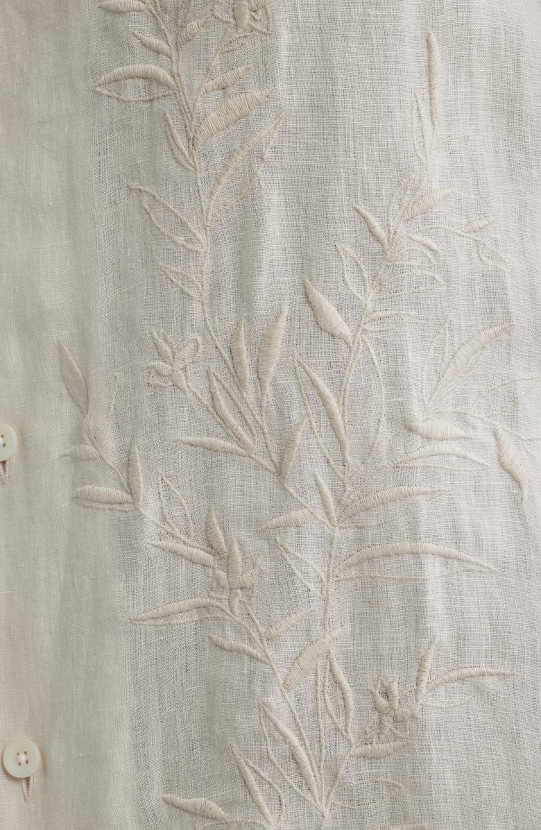 Nordstrom Embroidered Linen Camp Shirt, Alternate, color, Grey Nola Embroidery