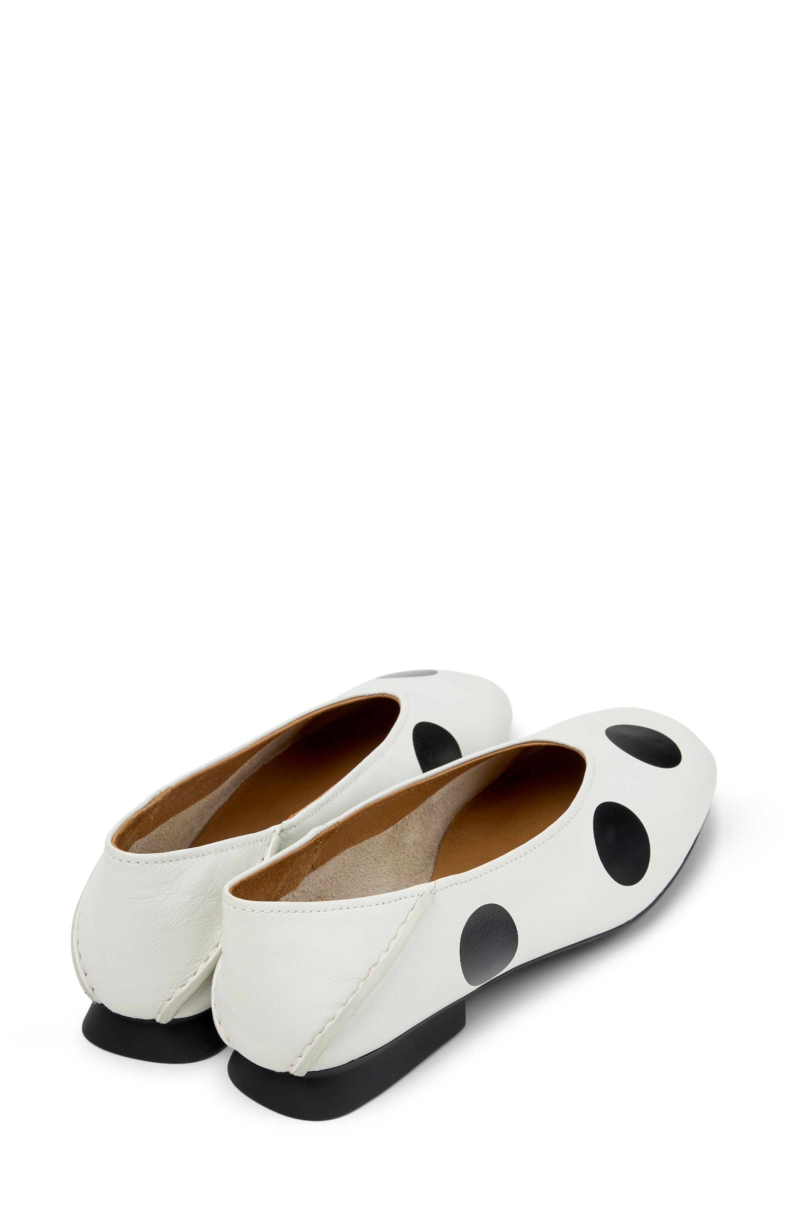 Camper Casi Myra Twins Polka Dot Ballerina Flat, Alternate, color, White Natural