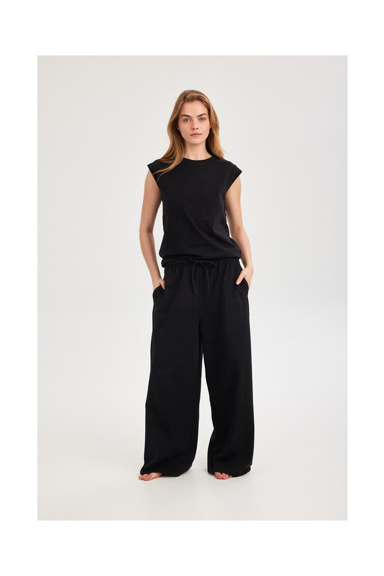 Summer Lounge Cotton Sleeveless Top, Alternate, color, Black