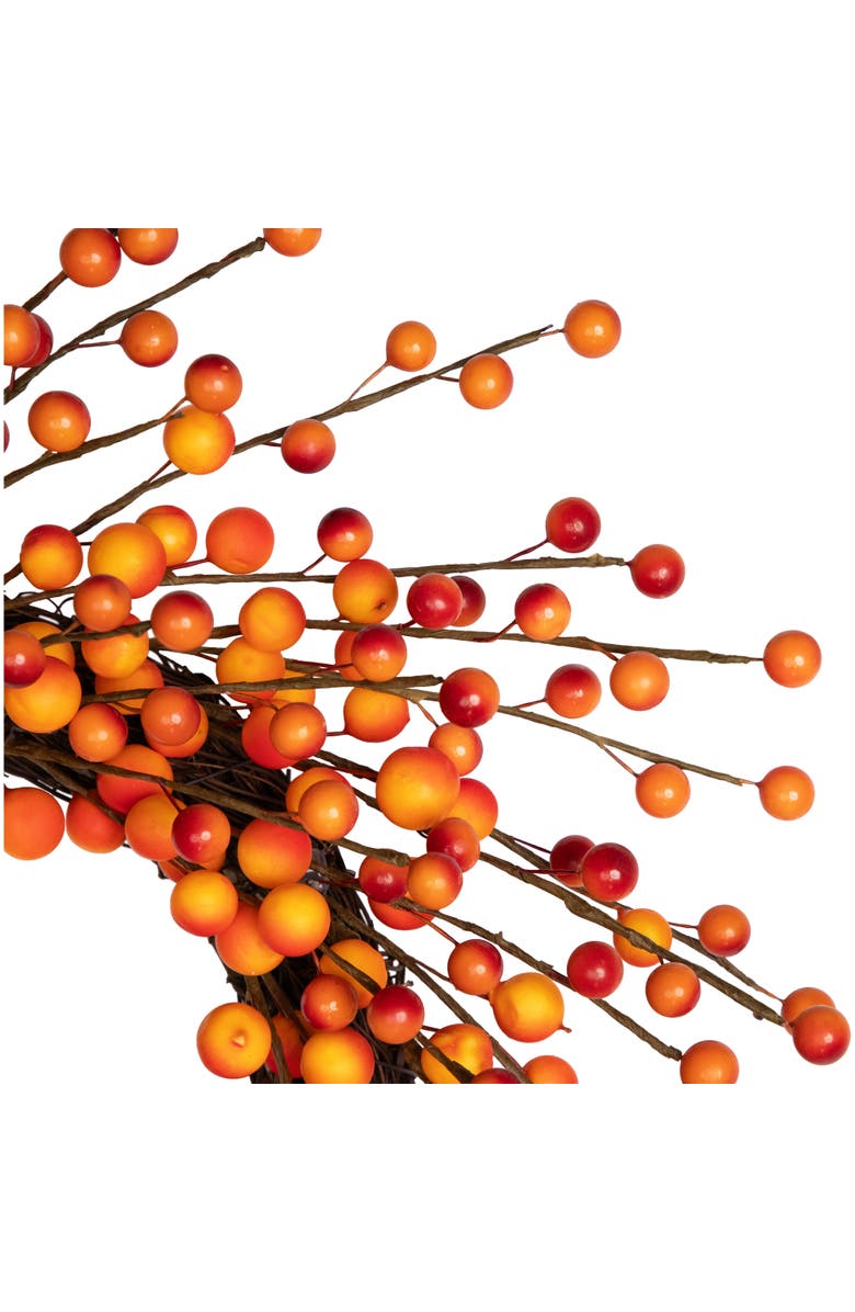 Northlight Artificial Berries Fall Harvest Twig Wreath - 14" - Orange and Red - Unlit, Alternate, color, 
