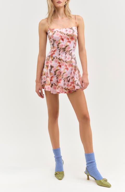 Fallen Floral Print Sleeveless Minidress