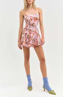 For Love & Lemons Fallen Floral Print Sleeveless Minidress