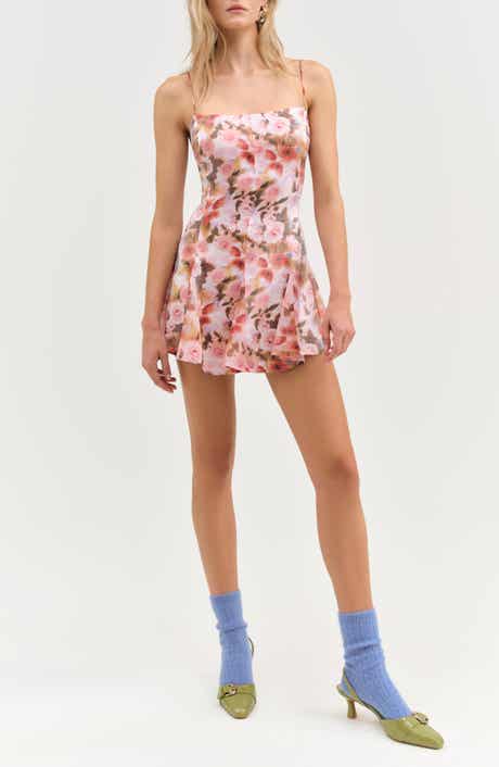 For Love & Lemons Fallen Floral Print Sleeveless Minidress