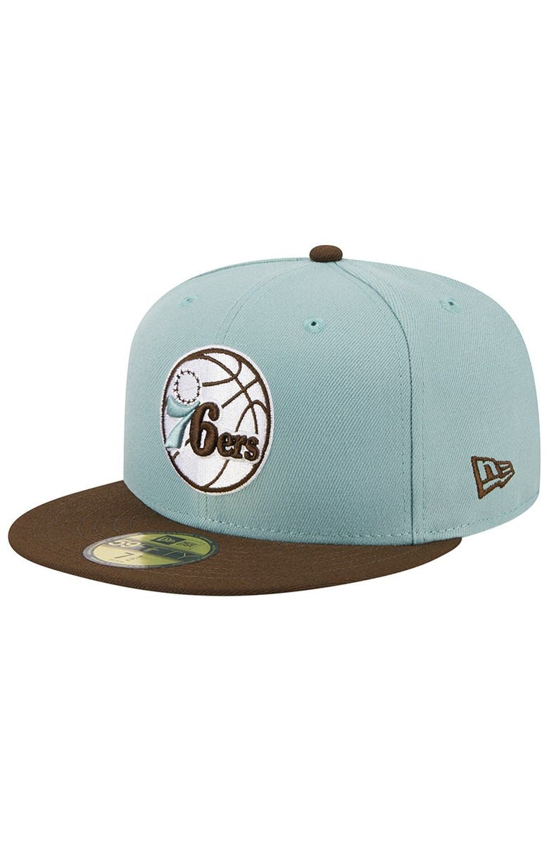 New Era Men's New Era Light Blue/Brown Philadelphia 76ers Two-Tone 59FIFTY Fitted Hat, Alternate, color, Light Blue
