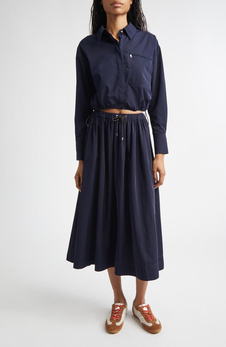 Veronica Beard Bates Taffeta Midi Skirt, Alternate, color, Navy