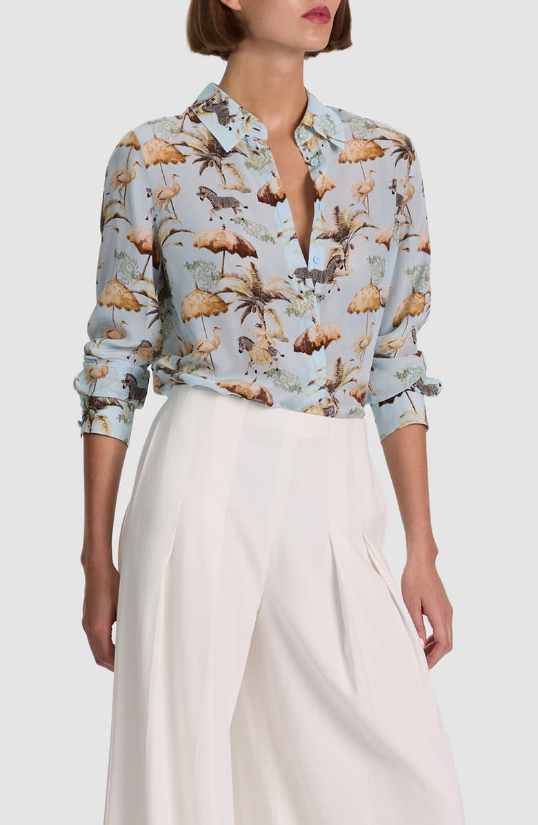 Alice + Olivia Willa Print Silk Shirt, Alternate, color, Untamed