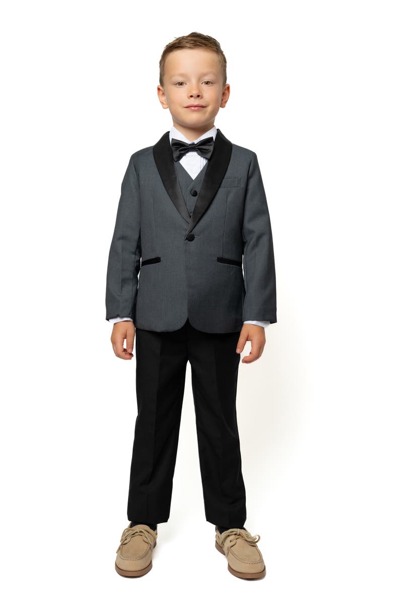Peanut Butter Collection Kids' Love & Angels 5-Piece Slim Fit Tuxedo, Main, color, Charcoal