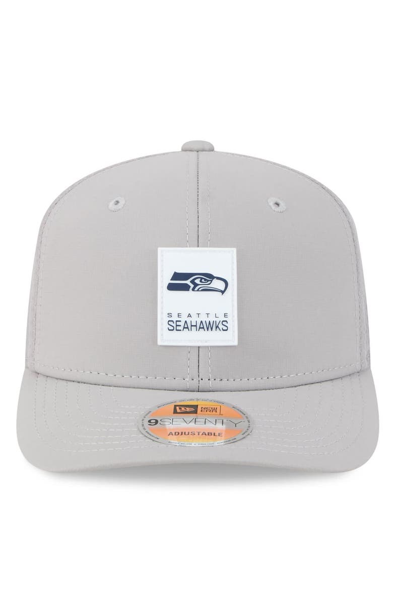 New Era Men's New Era Gray Seattle Seahawks 2025 Sideline 9SEVENTY Adjustable Trucker Hat, Alternate, color,