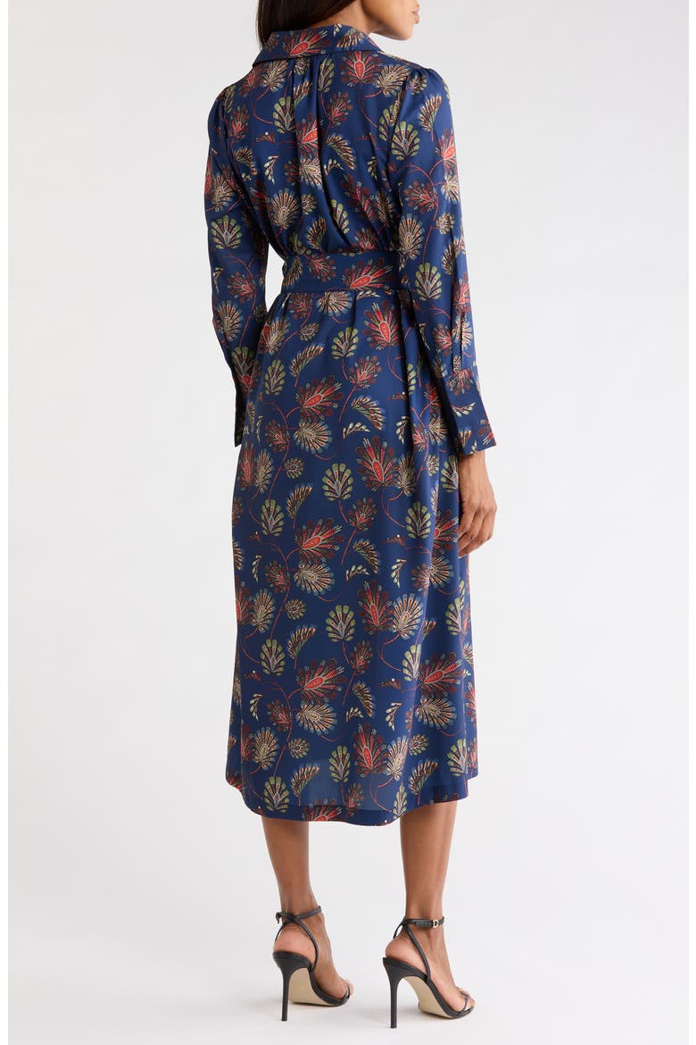 Belle Print Tie Waist Long Sleeve Dress, Alternate, color, NAVY/ MULTI