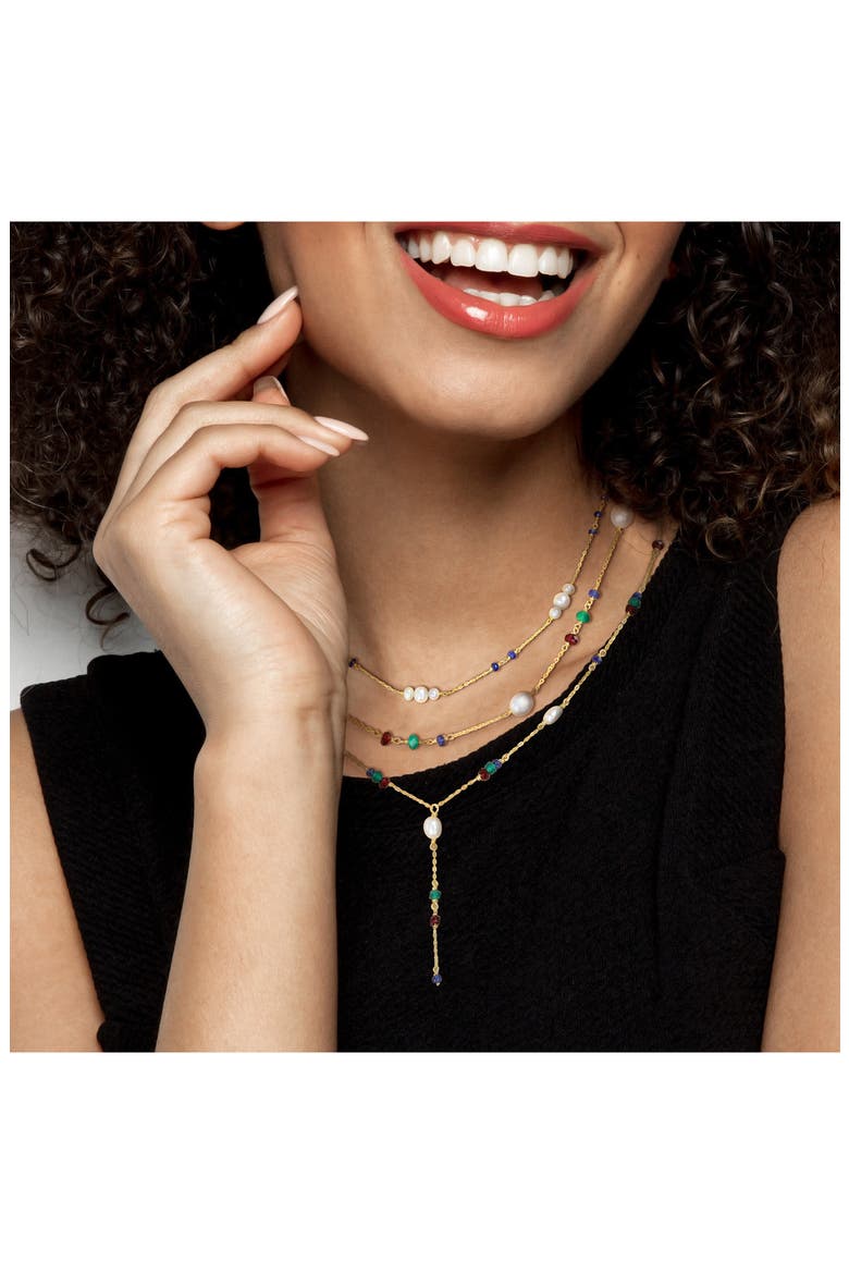 Set of 3 Cultured Pearl & Semiprecious Stone Beaded Necklaces, Alternate, color, MULTI